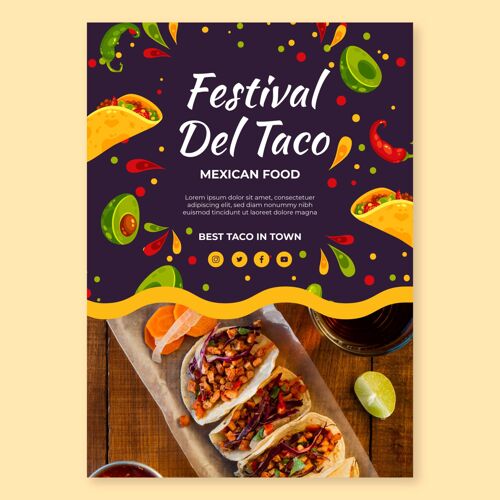 传统墨西哥美食节海报模板美食美味海报