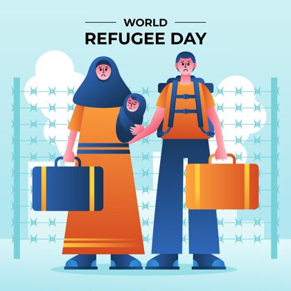 难民日梯度世界难民日插画人权梯度意识