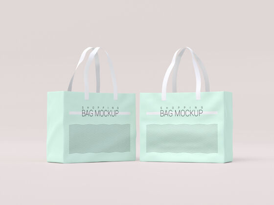 市场两个购物袋模型袋塑料面料