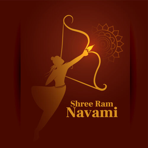 印度什里拉姆纳瓦米印度节日装饰贺卡与弓和箭神圣贺卡宗教