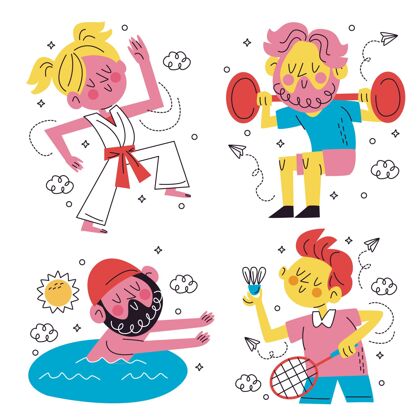 运动收集有趣的运动贴纸运动健康身体