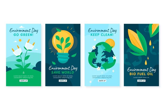 社交媒体手绘世界环境日instagram故事集保护故事网页模板