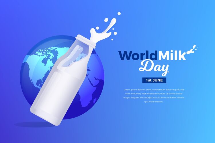乳制品梯度世界牛奶日插画庆典营养牛奶