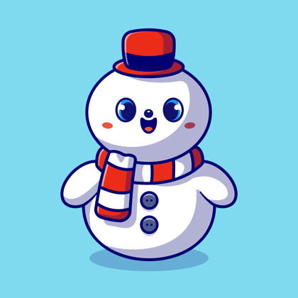 天气可爱的雪人卡通插画按钮自然十二月
