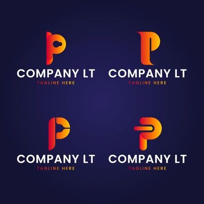 公司标识渐变p标志模板集合Gradient企业标识Logo