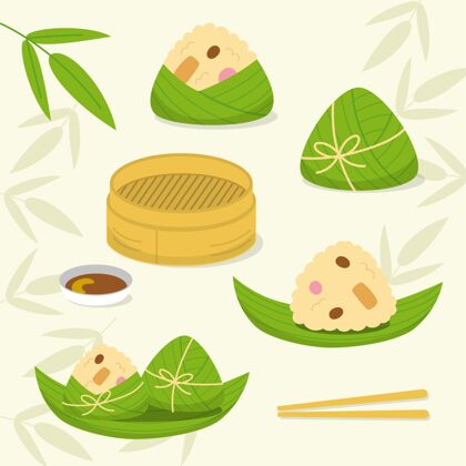 传统扁舟粽子收藏包装中国米饭