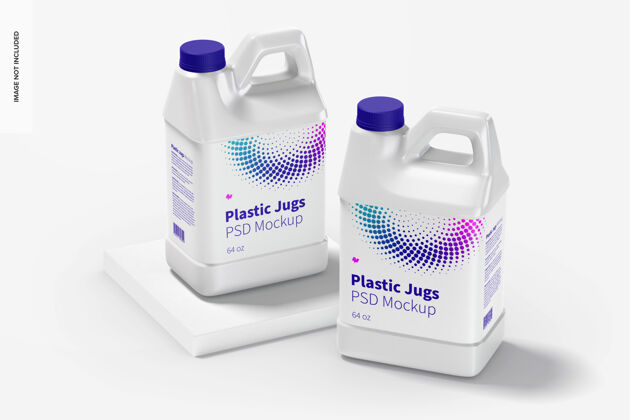 塑料64盎司塑料罐模型 透视图模型品牌商标