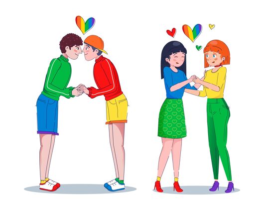 同性恋平底骄傲日情侣系列彩虹设置夫妇收集