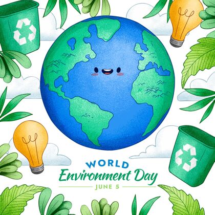 自然手绘世界环境日插画设计插图环境日国际