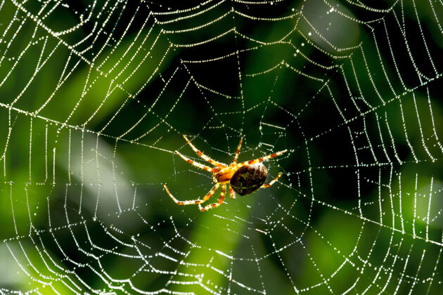 森林蜘蛛网上蜘蛛的特写镜头蜘蛛昆虫荒野