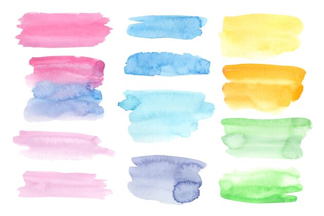 染色收藏手绘水彩画污渍笔划闪光水彩画笔划