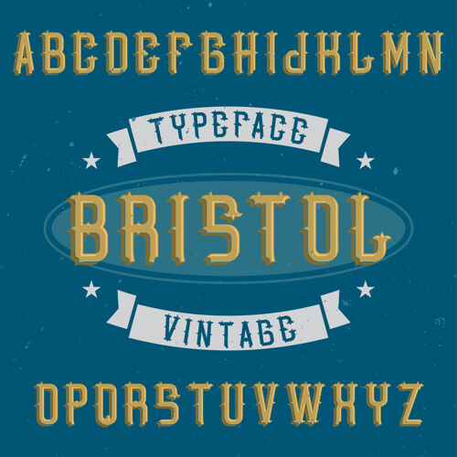 文本名为布里斯托尔的复古标签字体字体字母表标签
