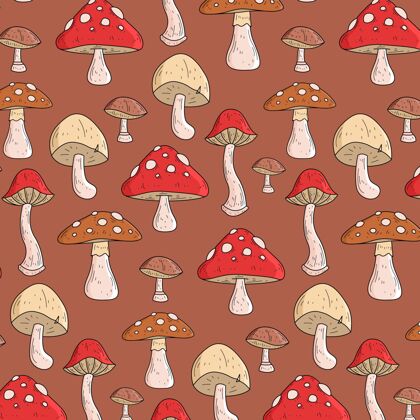 背景手绘蘑菇图案蘑菇手绘壁纸