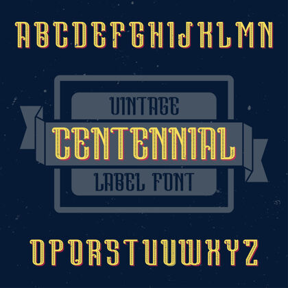 字母表复古标签字体命名为centennial.g风格哥特式字母