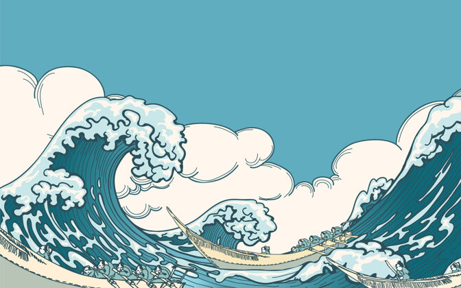 泡沫大波矢量海浪 海浪 自然水波插图危险海天