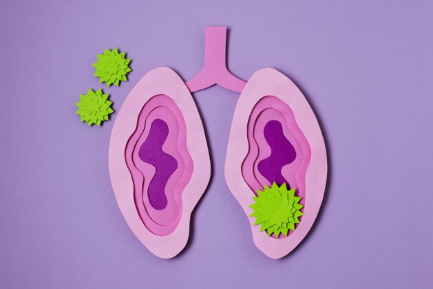流感Covid概念与粉红色肺平放水平感染危险