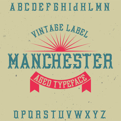 类型名为曼彻斯特的复古标签字体Abcd设置排版
