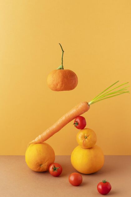 排列各种各样的健康素食食物素食者柑橘