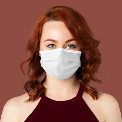特写灰色面具上的女性covid-19预防照片生活方式成人空气污染
