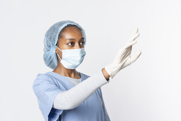 医疗手套医生触摸现代虚拟界面医疗技术科学面罩防护
