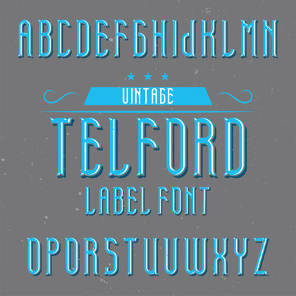 标签古老的字母和标签字体命名为特尔福德光字母风格