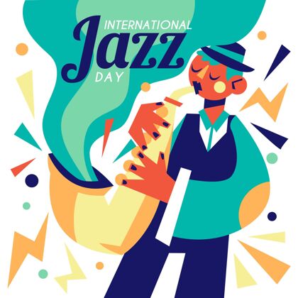平面平面国际爵士日插画爵士乐乐器爵士乐