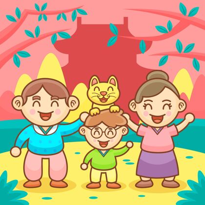 韩国卡通韩国父母节插画活动父亲韩国