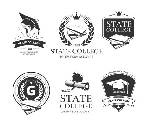 州大学 学院 学院和学校的标签和徽章设置布莱克苹果设置