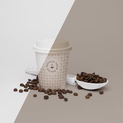商标咖啡豆塑料杯咖啡模型模型咖啡豆