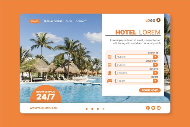 网页模板现代酒店登录页模板与照片度假村登录页信息