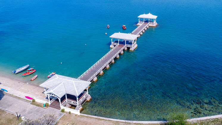 海滩泰国高思昌岛木质海滨展馆鸟瞰图asdang桥自然海洋Koh