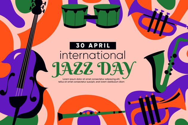 爵士乐平面国际爵士日插画庆典活动国际