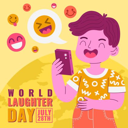 欢笑平面世界欢笑日插画庆祝积极欢笑