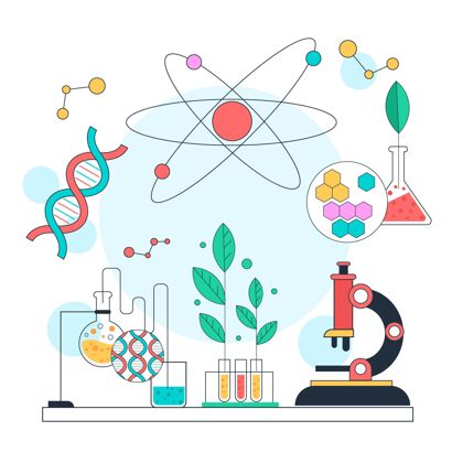科学平面科学插画生物技术概念科学平面设计研究