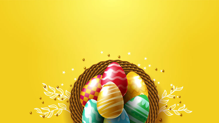 复活节复活节彩蛋黄色日子鸡蛋兔子