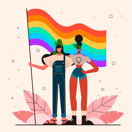 公寓举着同性恋者旗帜的女同性恋夫妇同性恋国旗浪漫
