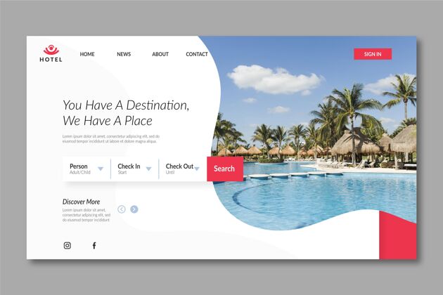 预订现代酒店登录页模板与照片度假村旅行网页模板