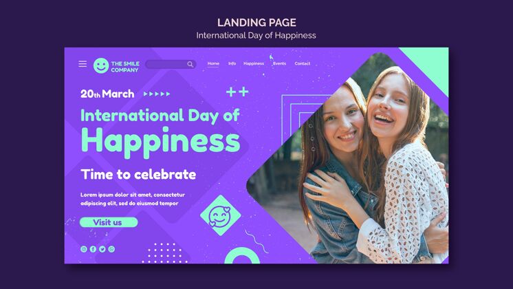 事件国际幸福日网页模板节日庆祝最快乐的一天