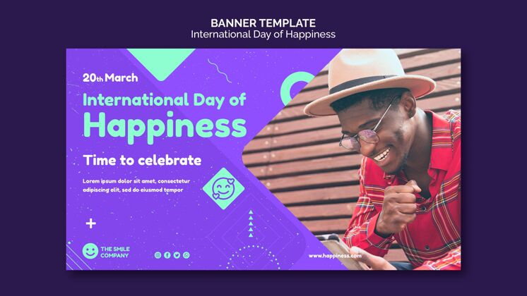 快乐国际幸福日横幅模板最快乐水平国际快乐日