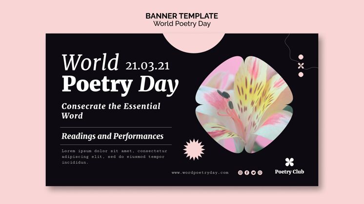 艺术世界诗歌日活动横幅模板旗帜诗歌日世界诗歌日