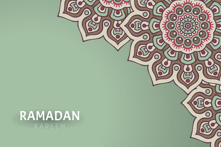 斋月Ramadamkareem背景和曼荼罗装饰阿拉伯语花卉东方