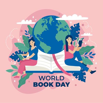 阅读手绘世界图书日插图版权日4月23日庆典