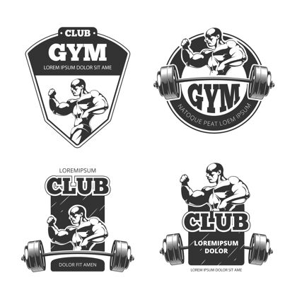 单色健身房和健身标志运动 健身馆 健美馆标志模型设计标志