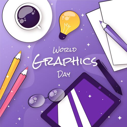 传播设计手绘世界图形日插画世界图形日国际图形日