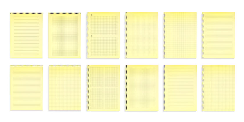 素描本用黄色纸做成线 点和方格的笔记本螺旋备忘录表