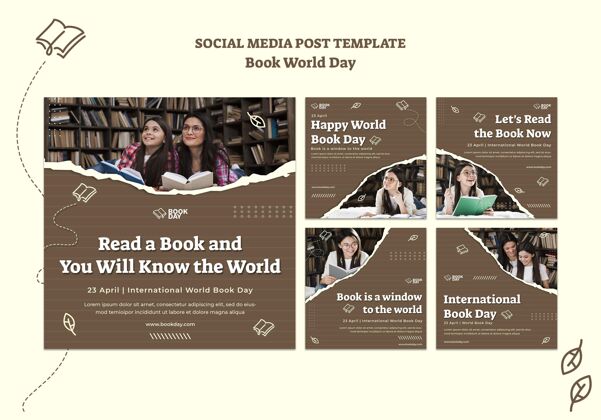 文化收集世界图书日instagram帖子社交媒体教育模板