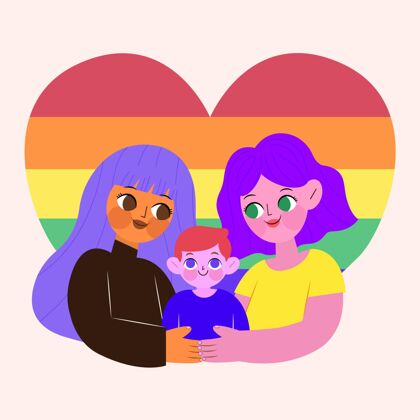 同性恋有孩子的女同性恋夫妇孩子插图可爱