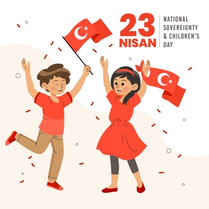 公共假日手绘23尼桑插图国旗庆祝土耳其