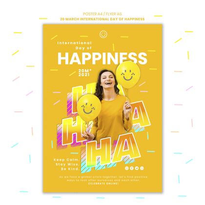 快乐幸福日海报模板活动节日微笑