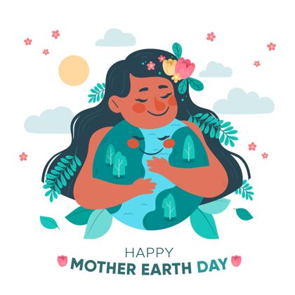 插图卡通地球母亲节插画地球日生态系统地球